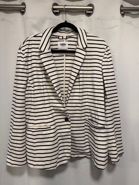 Old Navy Women's Striped Blazer Jacket - White & Navy